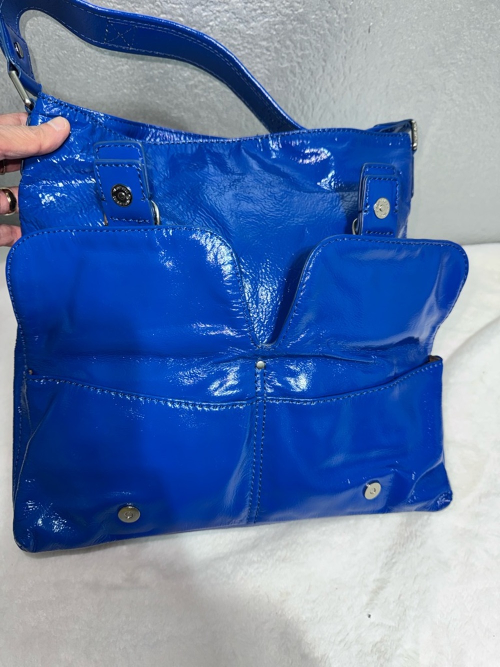 Patent Leather Shoulder Bag in Cobalt Blue - Picture 10 of 17